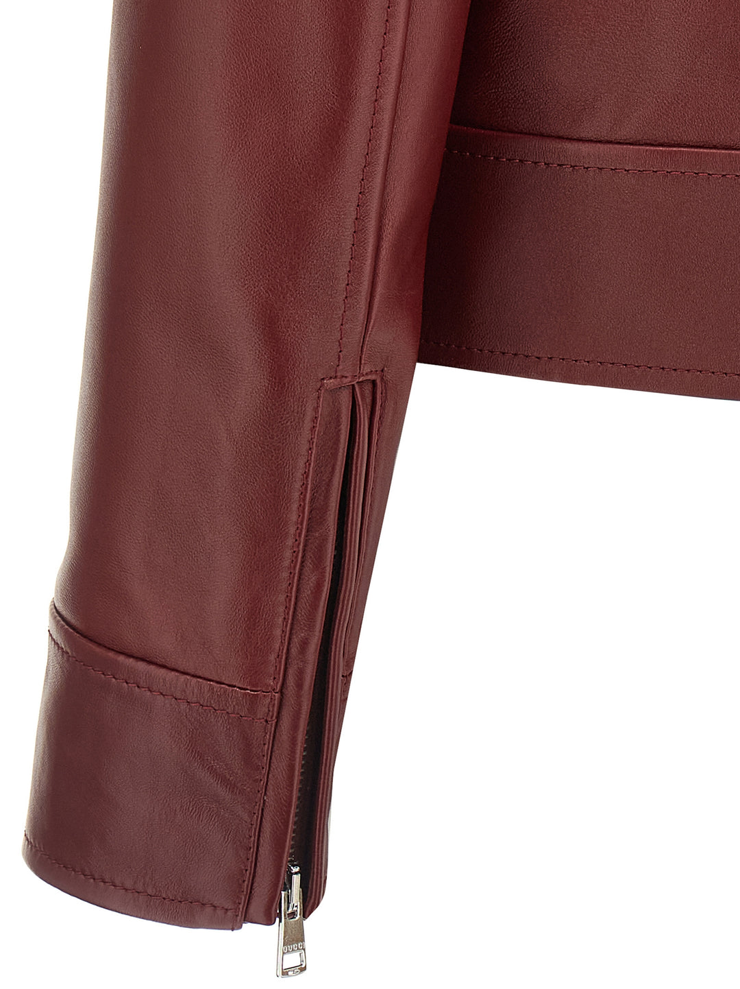 Gucci Leather Biker Jacket Puffer Jackets - Marrone | 2e7ab29805cd3726a3f19e7a74c510a9435eae1f