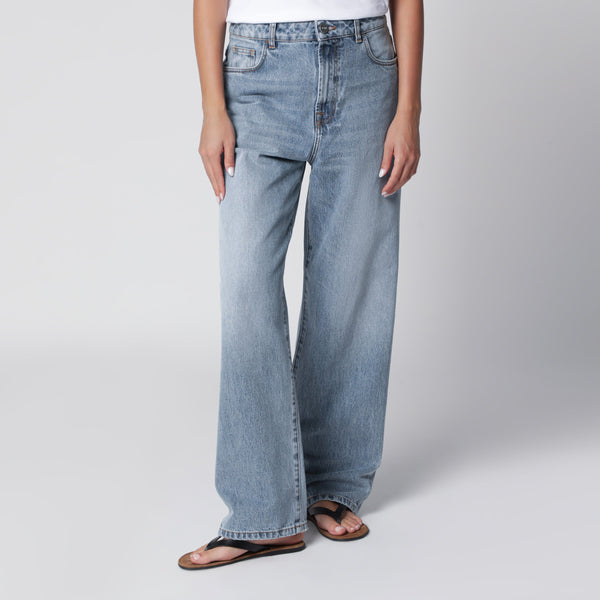 Blue Washed-Effect Bruun Wide-Leg Jeans