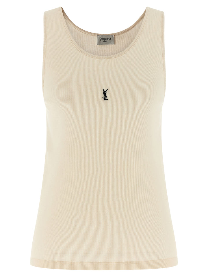 Saint Laurent Cassandre Top - Beige | f7f104ca53107c627ac224dac78dabbb10bee081
