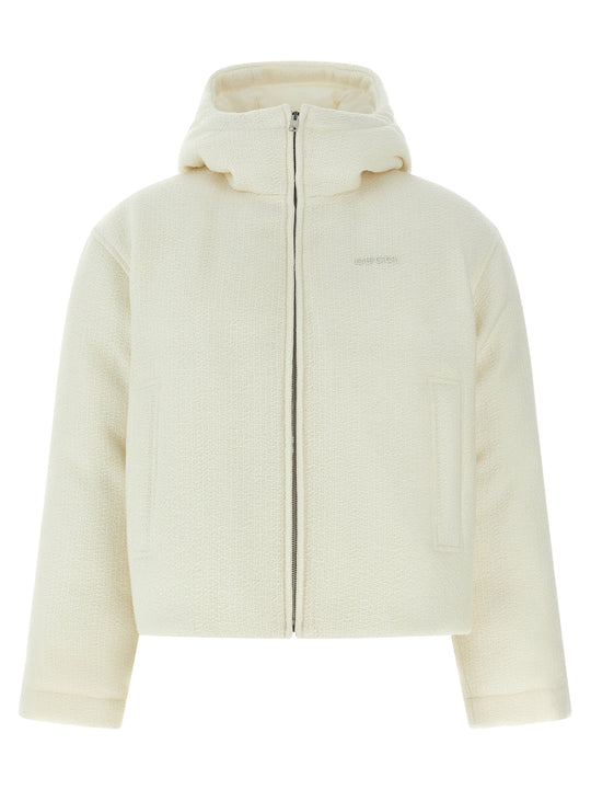 Bouclé Wool Jacket Puffer Jackets Bianco