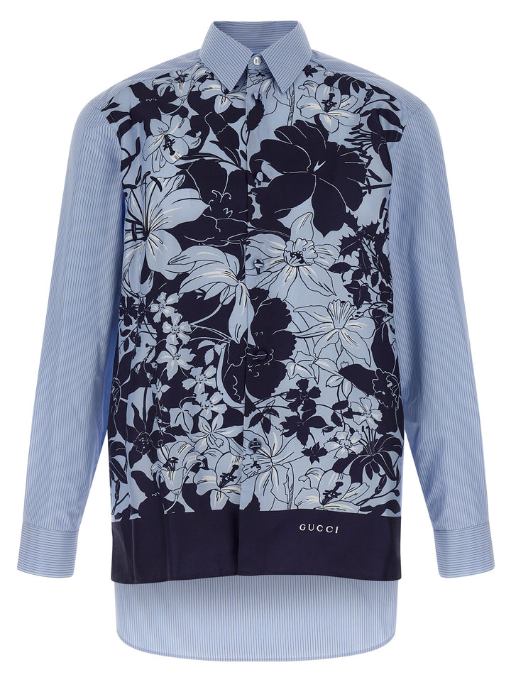 Gucci Floral Silk Shirt Camicie - Celeste | aac0c1907747f065af71b42dae3f4f018d7336e7