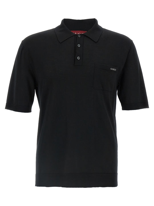 Intarsio Gucci Polo Nero