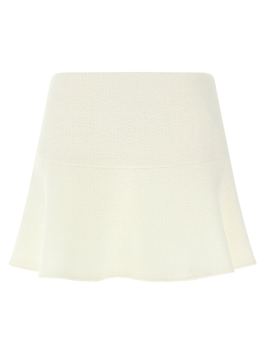 Bouclé Wool Skirt Gonne Bianco