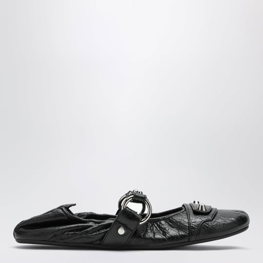 City Black Ballet Flats In Arena Lambskin Leather