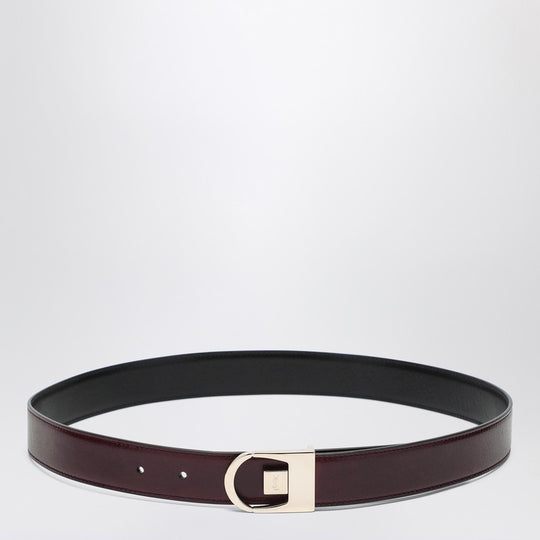 Reversible Belt In Black/Burgundy Leather