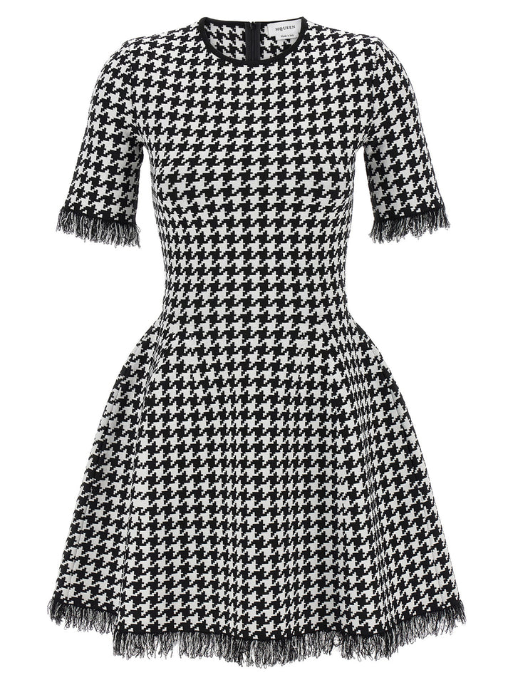 Mcqueen Houndstooth Dress Abiti - Bianco/Nero | f3f63a9f443d06671483d6e56d8bd925a0a698c7