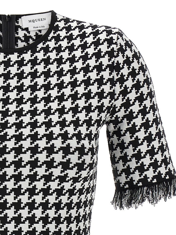 Mcqueen Houndstooth Dress Abiti - Bianco/Nero | b1f04a193ddfd13b13b7821846337f7ea865e663