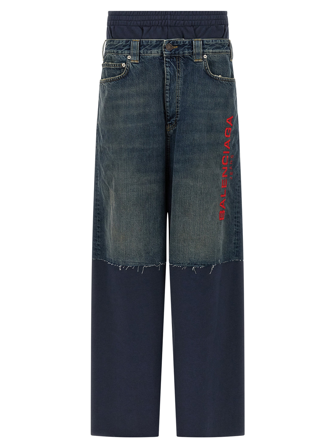 Balenciaga Jeans Insert Joggers Pantaloni - Blu | 606a90f3a46d290e5c4cdc507555cb9702672a01