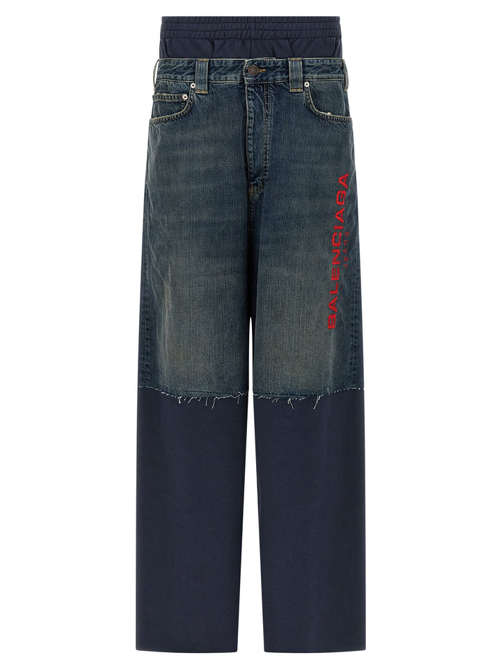 Balenciaga Jeans Insert Joggers Pantaloni - Blu | 606a90f3a46d290e5c4cdc507555cb9702672a01