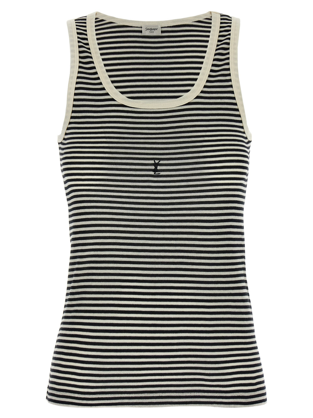 Saint Laurent Cassandra Tank Top Top - Bianco/Nero | 32e340b00f4ceedd39e1a0432d539839df41d92c