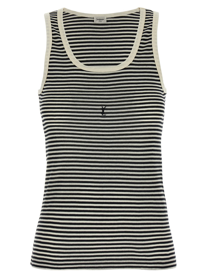 Saint Laurent Cassandra Tank Top Top - Bianco/Nero | 32e340b00f4ceedd39e1a0432d539839df41d92c