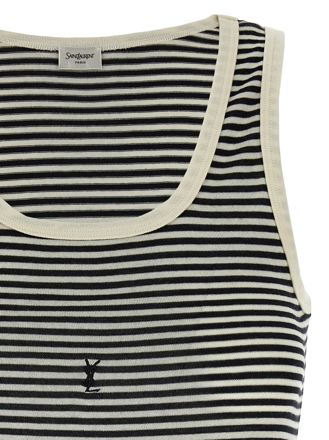 Saint Laurent Cassandra Tank Top Top - Bianco/Nero | fb97c998edf31997a128795ef8498b3082f3b001