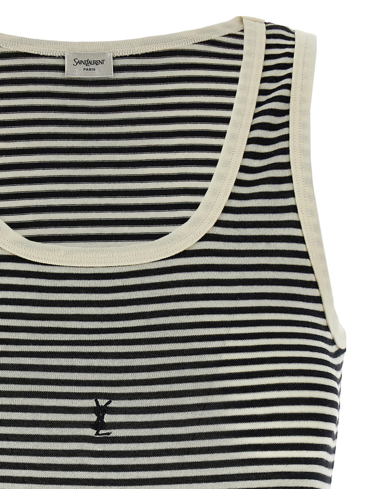 Saint Laurent Cassandra Tank Top Top - Bianco/Nero | fb97c998edf31997a128795ef8498b3082f3b001
