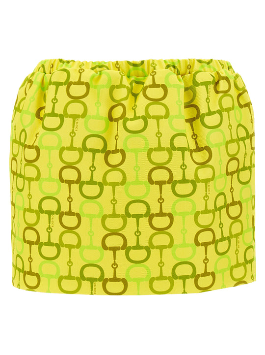 Horsebit Print Skirt Gonne Giallo