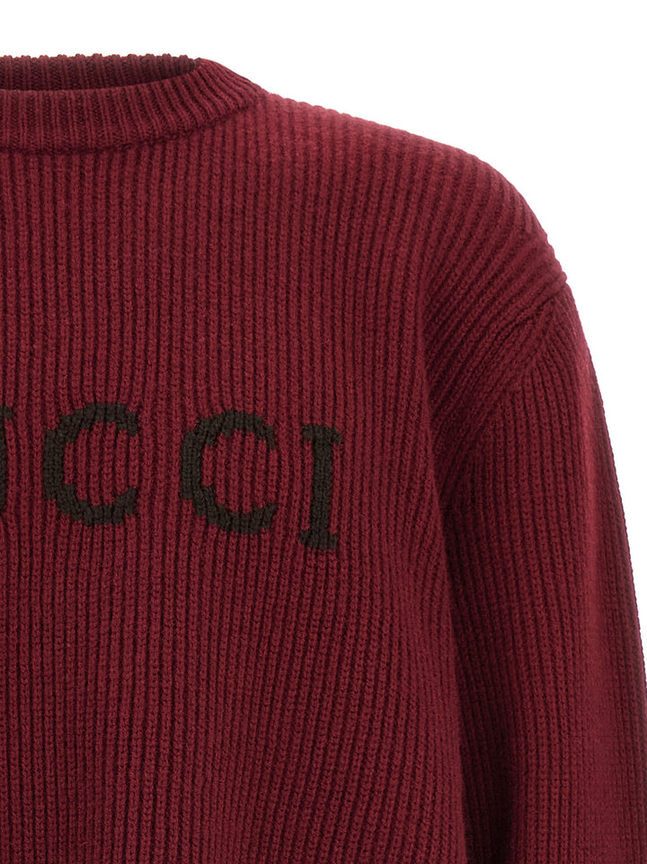 Gucci Gucci Intarsia Sweater Maglioni - Bordeaux | 358d0b0313ec2ea6863c3de5b4f8b90d22cd3737