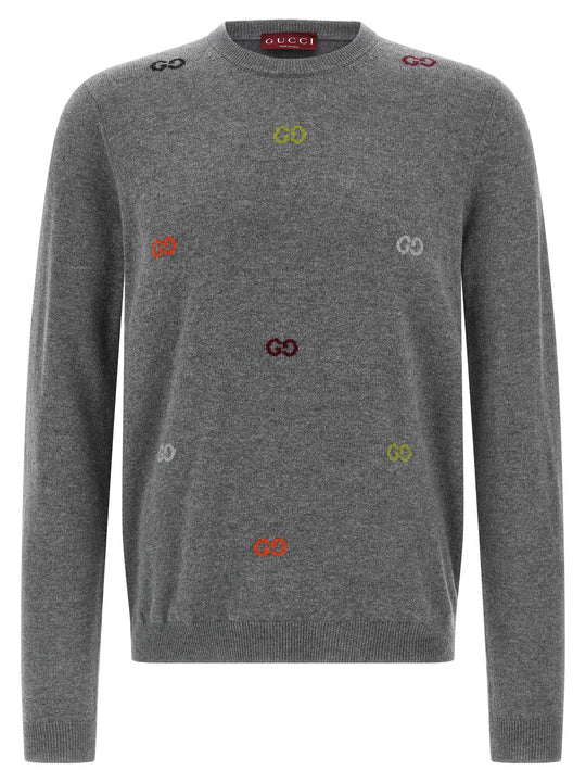 Gg Intarsia Sweater Maglioni Grigio