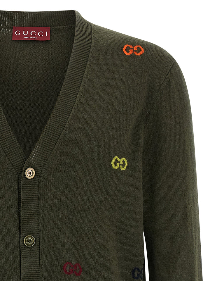 Gucci Gg Intarsia Cardigan Maglioni - Verde | 86593c6c1460c323ef882f9557b0e99ce0e90508