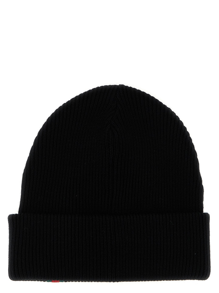 Gucci Web Detail Beanie Cappelli - Nero | 65bfc05758c0d28a973735c2b6e7f6eba87956b9