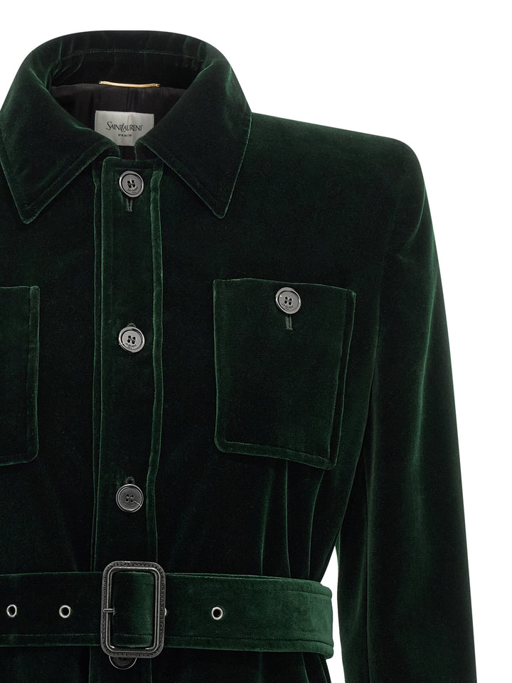 Saint Laurent Saharan Jacket Puffer Jackets - Verde | dcc2fe3f844c751e8bdc356c86a17968e8cbf37d