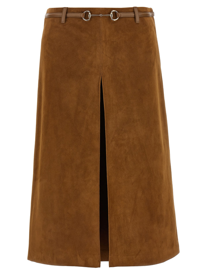 Gucci Suede Skirt Horsebit Gonne - Marrone | 0398a8493110d58da53a5e5baf255eb1990dd14b
