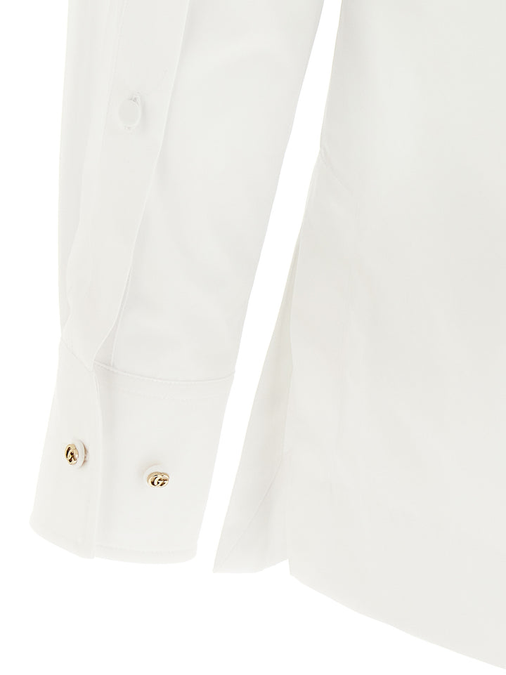 Gucci Double G Embroidery Shirt Camicie - Bianco | 43f6ad75c2e02fb9a4a8805b1bf246b54cdb52a2