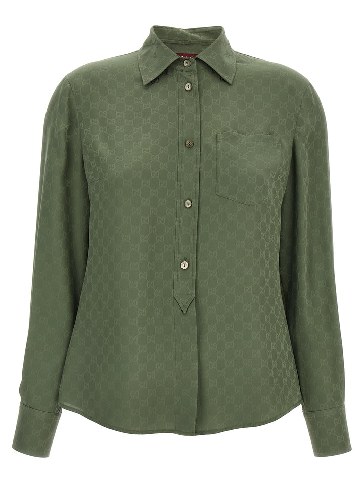 Gucci Gg Silk Shirt Camicie - Verde | b2cd0f04fa047fb17eaa417cd777103748e744d4