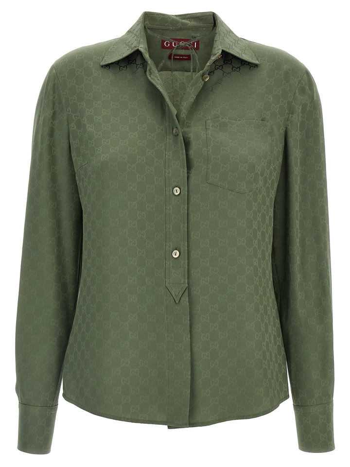 Gucci Gg Silk Shirt Camicie - Verde | 3db114c8ecae31dffd3503053eb27cb9cff17a35