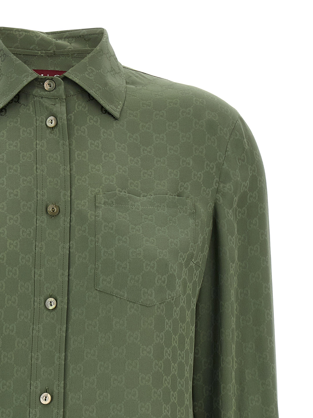 Gucci Gg Silk Shirt Camicie - Verde | a37903e0eeffddece7a64f7afedbb5c4928f97ca