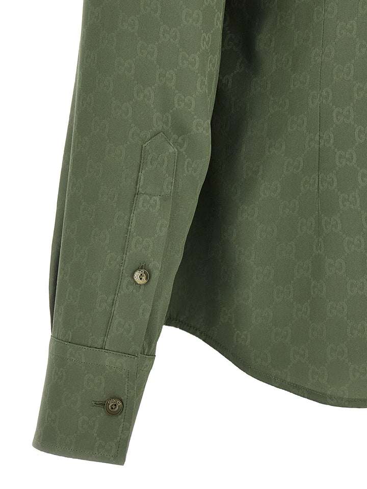 Gucci Gg Silk Shirt Camicie - Verde | 88f91d9a0f31f24f3289acc1c484ee91b84f9425
