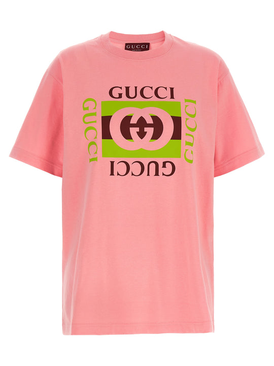 Gucci Incrocio Gg E Web T Shirt Rosa