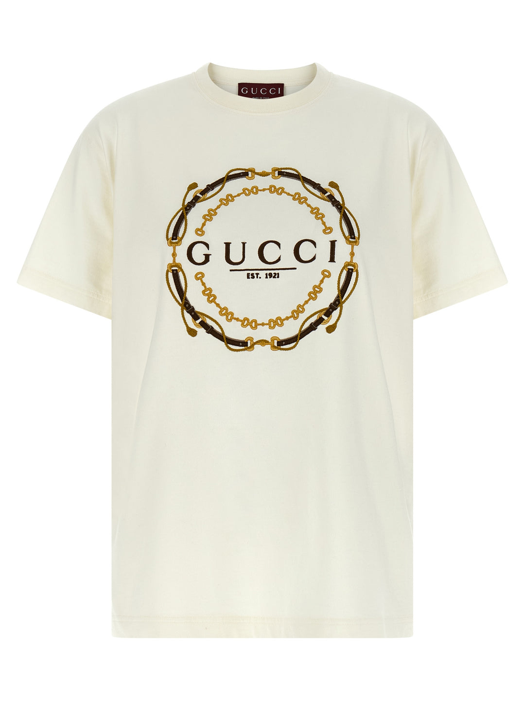 Gucci Briglie Gucci Est 1921 T shirt - Bianco | a22632d1627ab1c56ed02effcccb7b18db1303a0