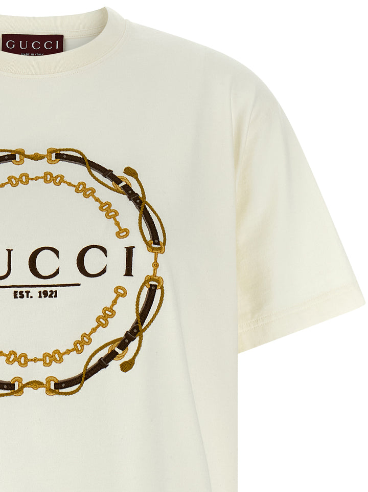 Gucci Briglie Gucci Est 1921 T shirt - Bianco | 339db7ce44260869c41477c6c8fdfef25e87e090