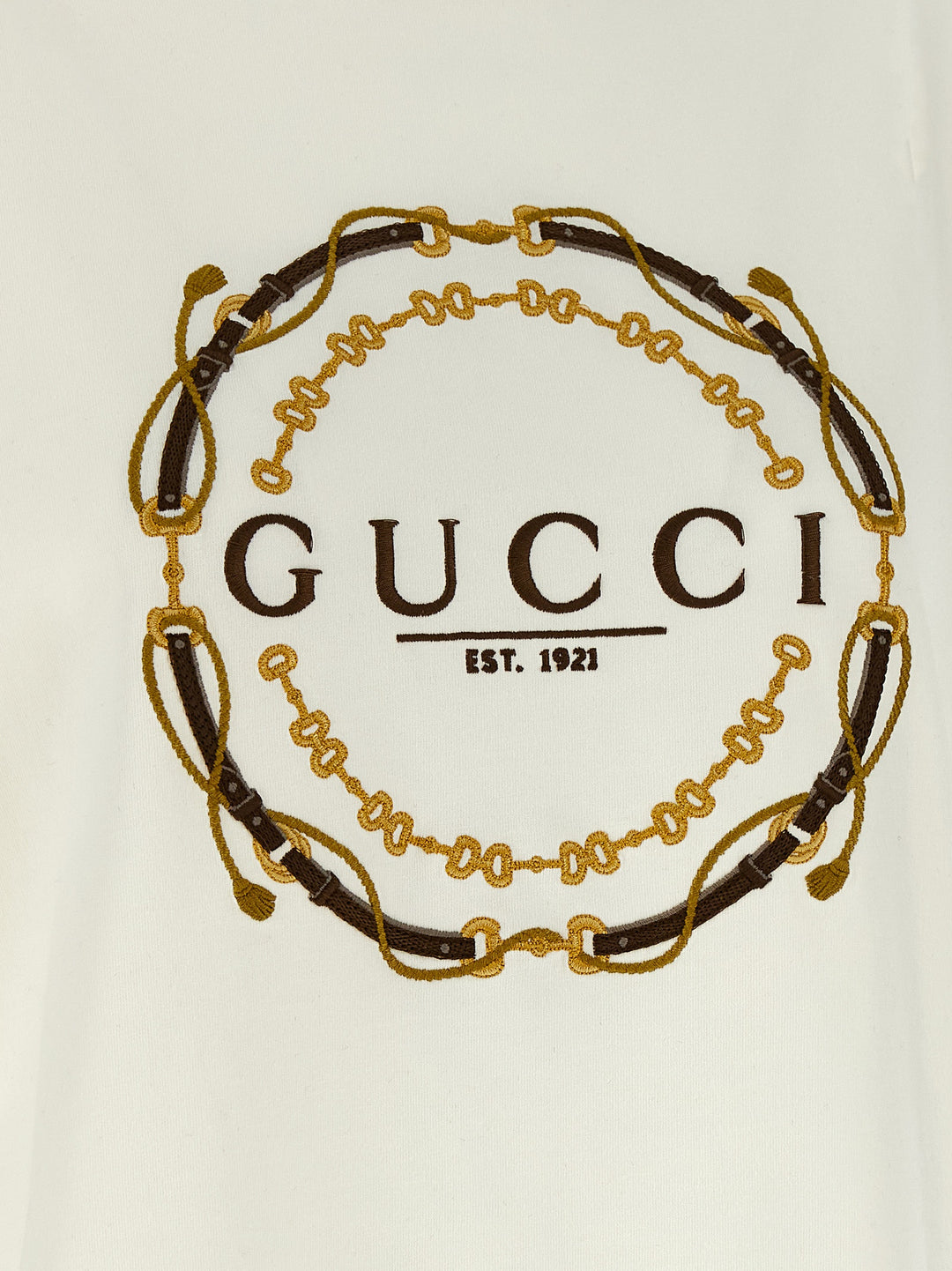 Gucci Briglie Gucci Est 1921 T shirt - Bianco | eab1b99ef9e334230374b26ce51ce247d030fd9f