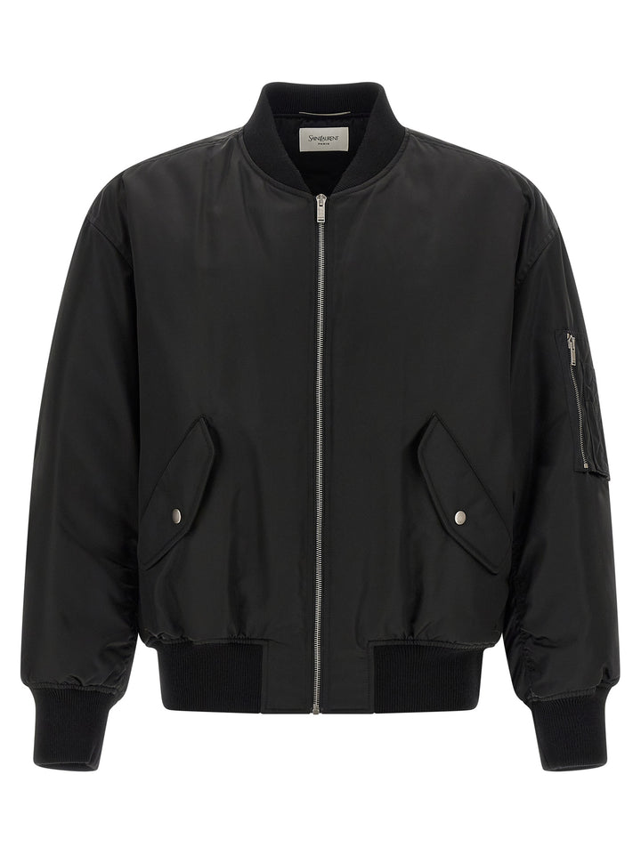 Saint Laurent Serge Bomber Jacket Puffer Jackets - Nero | bdfe071cd09eb96ff7122458be9c1fe5e1bd5117