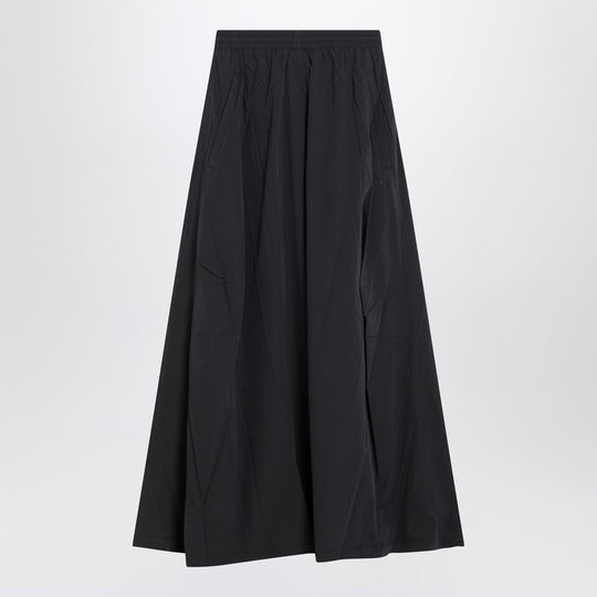 Black Washed Cotton Maxi Skirt