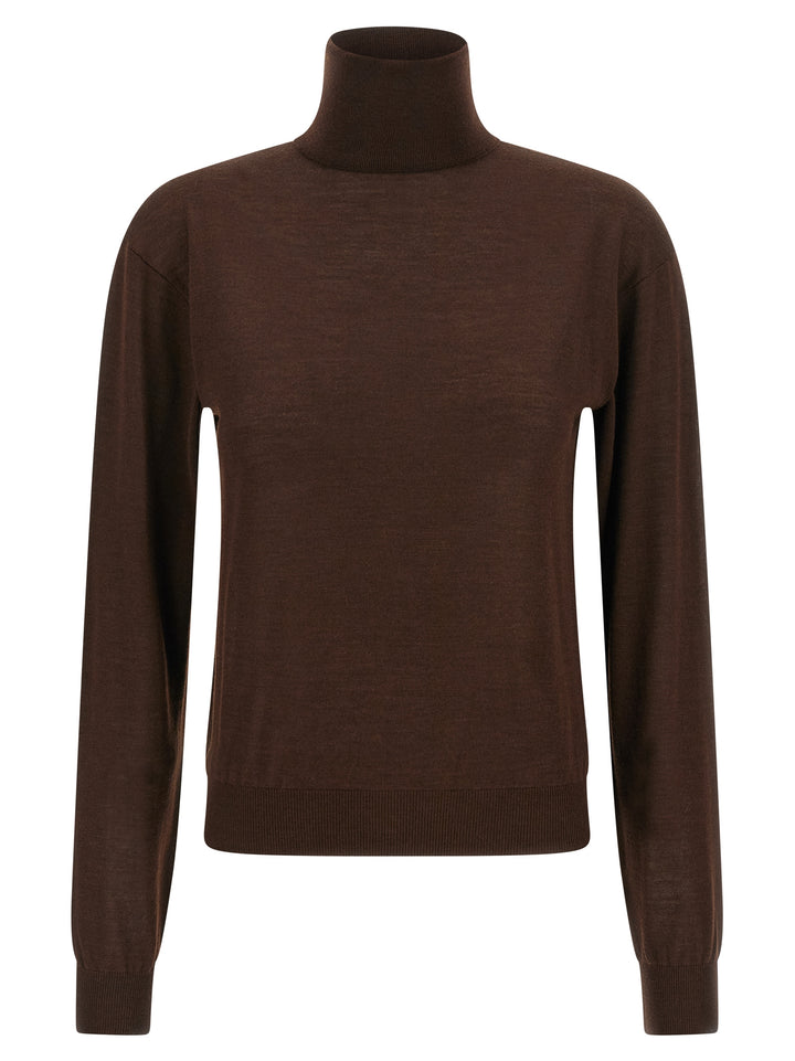 Saint Laurent Turtleneck Sweater Dropped Shoulders Maglioni - Marrone | f05afd0a3db090e0f4dc712e574aea42951fa4c7
