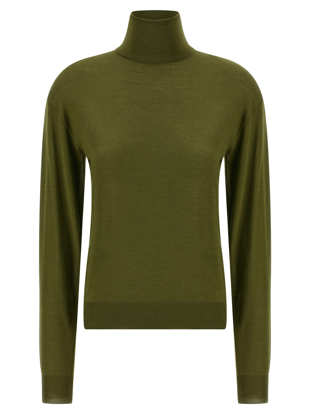 Saint Laurent Silk Cashmere Turtleneck Sweater Maglioni Verde