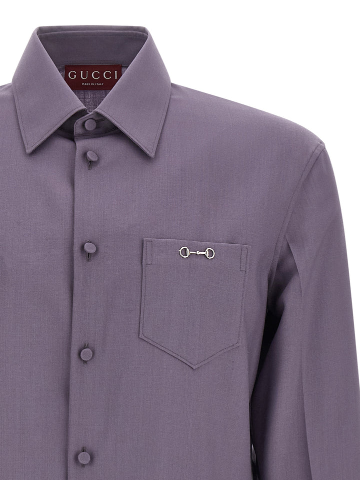 Gucci Horsebit Shirt Camicie - Viola | f7c26aaeee16571940ce20ee64e7346b973b251e