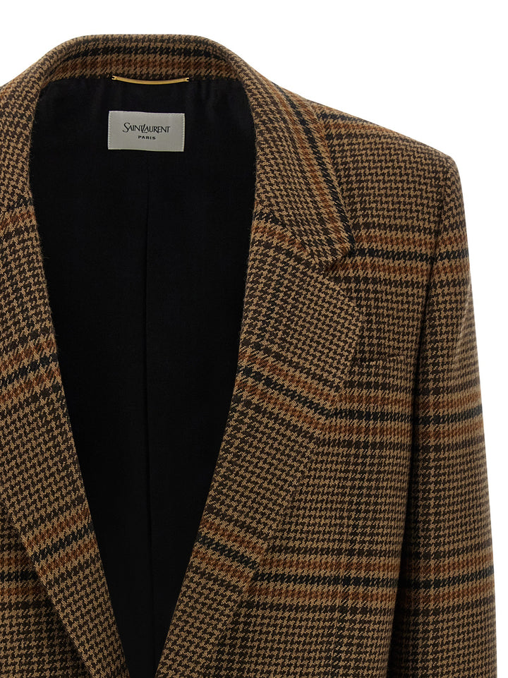 Saint Laurent Prince Of Wales Wool Blazer BlazerS - Marrone | c8baee36a7248072729e85cab3c3eebb114fb659