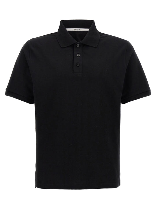 Logo Embroidery Shirt Polo Nero