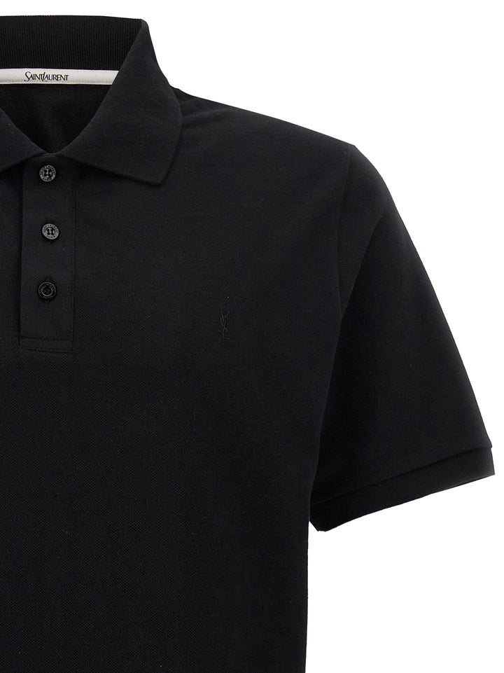 Saint Laurent Logo Embroidery  Shirt Polo - Nero | 7539302a034ea5b70679478c00d13f28ac505332