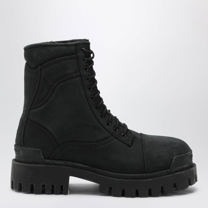 Balenciaga Black Combat Strike Cotton-Canvas Boots