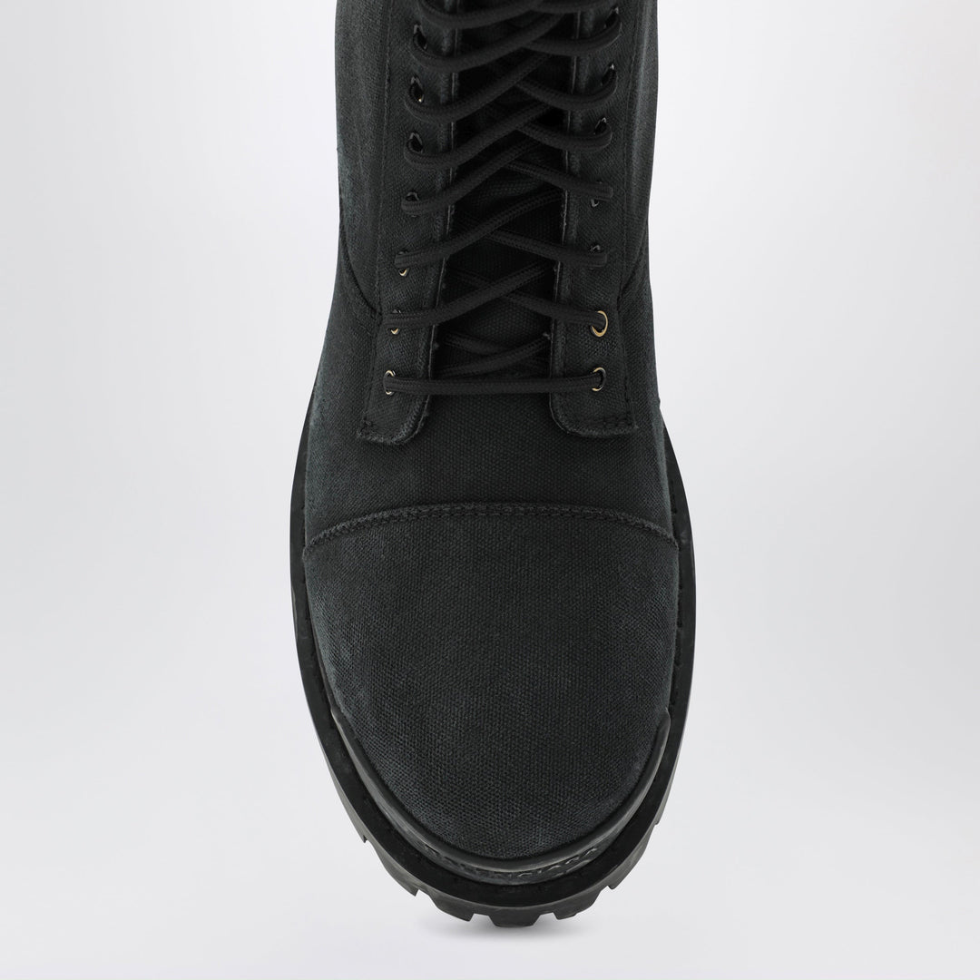 Balenciaga Black Combat Strike Cotton-Canvas Boots