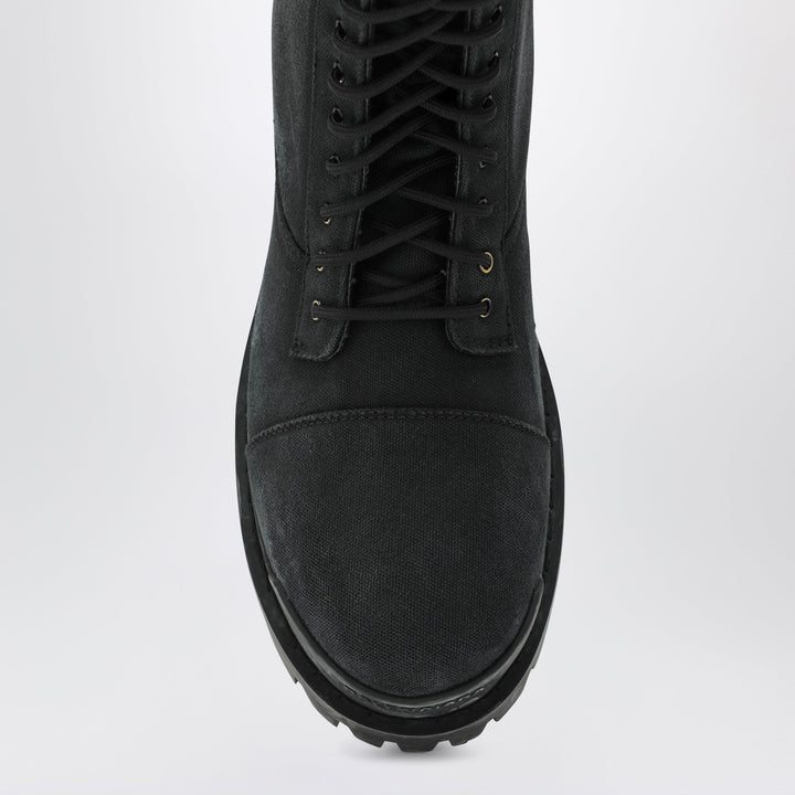 Balenciaga Black Combat Strike Cotton-Canvas Boots