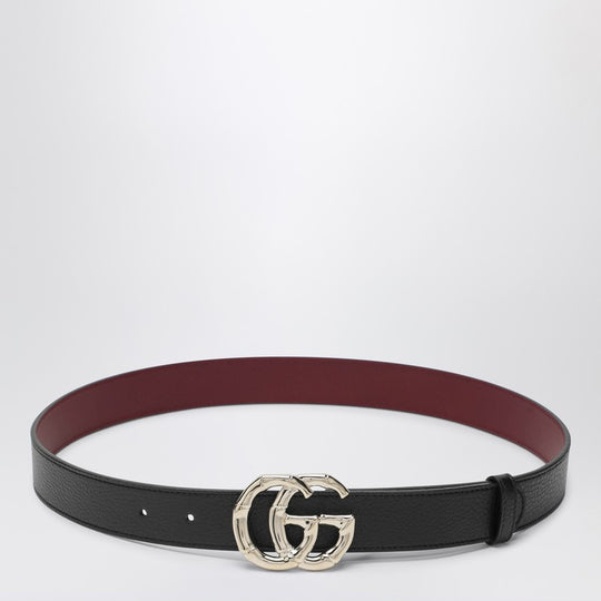 Black Leather Belt With Bamboo Gg Marmont Buckle