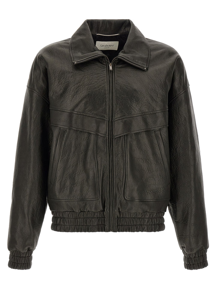 Saint Laurent Bubble Leather Jacket Puffer Jackets - Nero | a84b9eb2dc40b9de4c3329b8d9a9c0dcbd1777e4