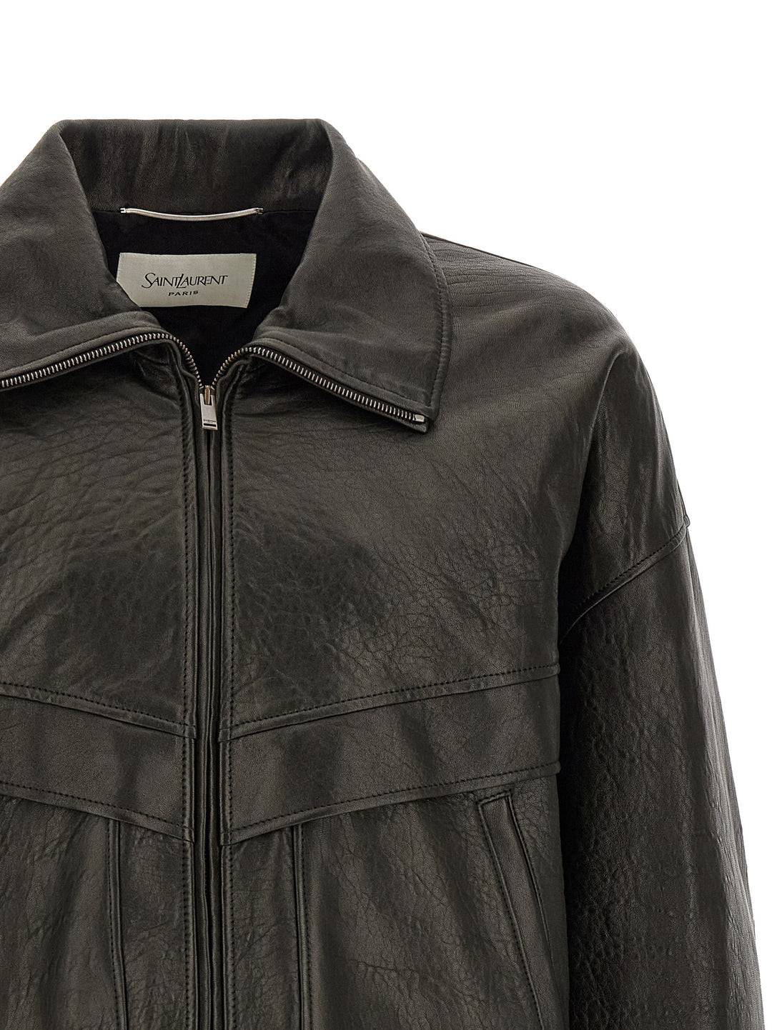 Saint Laurent Bubble Leather Jacket Puffer Jackets - Nero | 458a6ab1901ef941b33387fa0ec6f1001d6e8c4d