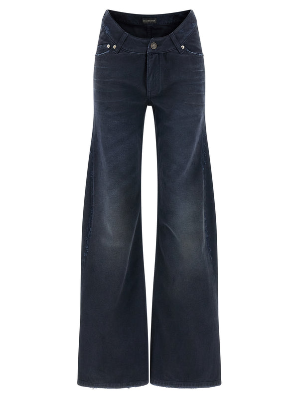 Curved Waist Jeans Blu