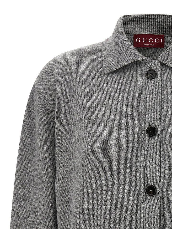 Gucci Polo Cardigan Maglioni - Grigio | e766d353b9a1e1541b4a4f949aa5556886a55326