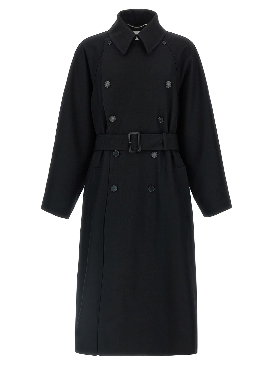 Saint Laurent Double-Breasted Coat Trench e Impermeabili - Nero | b4194317bcb27b3dd7876c38b9e557bb28df1da6